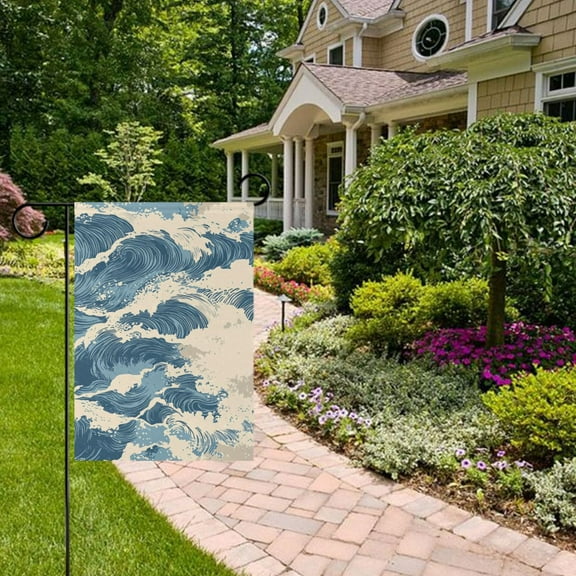 Blue Wavy Vintage Garden Flag 12x18 inch Double Sided Outside Yard Decorations for Home Outdoor