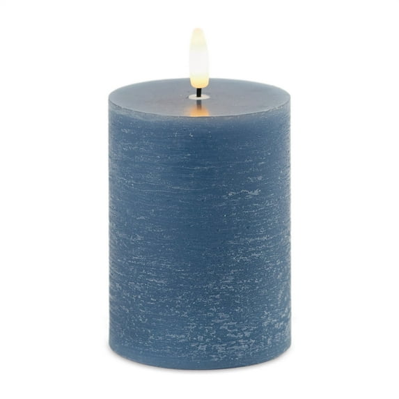 Melrose Blue Wax 3D Flameless Pillar Candles