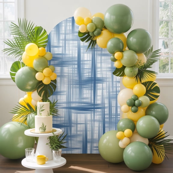 Blue Weave Mesh Arch Backdrop Cover, 4FT, Modern Minimalist Abstract Spandex Arch Covers Double-Sided Backdrop for Wedding Birthday Party Photo Background Decoration