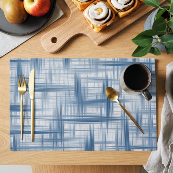 Blue Weave Mesh Placemats Set of 8, Modern Minimalist Abstract Non-Slip Place Mats Washable Table Mats for Kitchen Dining Table Decorations Indoor/Outdoor