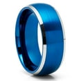 thumbnail image 1 of Blue Wedding Ring,Tungsten Carbide Ring,Engagement Ring,Silver Tungsten Ring,Comfort Fit Ring,Dome Ring, 1 of 4