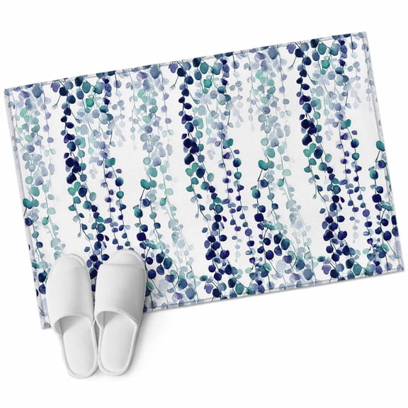 Blue Weeping Eucalyptus Area Rugs Collection 2'x3', Spring Summer Farmhouse Leaves Non Slip Indoor Rectangle Throw Runner Rug Floor Mat Carpet for Living Room Dining Table Bedroom Nursery