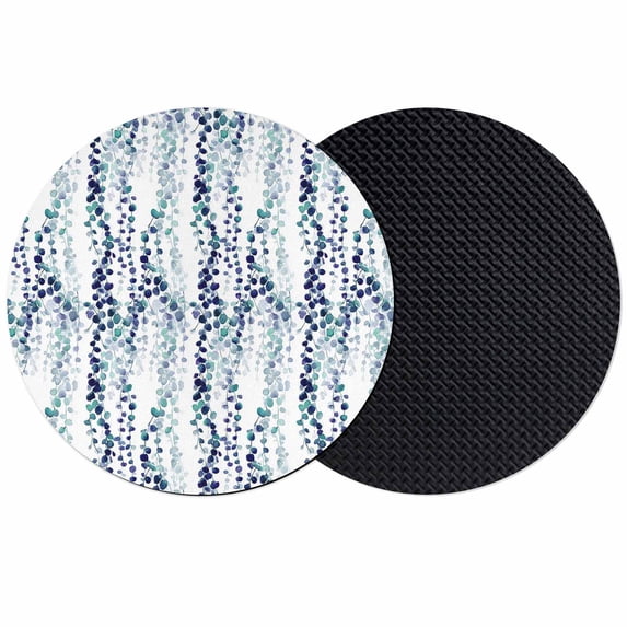 Blue Weeping Eucalyptus Coasters Set of 2, Absorbent Coasters for Drinks, Spring Summer Farmhouse Leaves Coaster for Desk Coffee Table Protection, Home Decor House Warming Gifts 4"