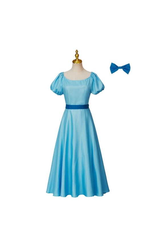 Blue Wendy Dress with Bow - Stage Performance Costume