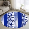 thumbnail image 1 of Blue Western Washable Round Area Rug 4 ft, Tiger and Leopard Print Vertical Stripes, Soft Non Slip Rugs Stain Repellent Indoor Felt Carpet for Living Dining Room Bedroom Home Office, 1 of 9