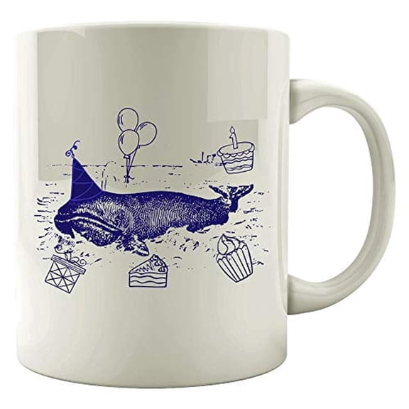 Blue Whale 11 oz Coffee Mug - Ocean Life Theme White Ceramic Gift