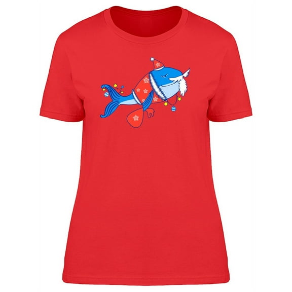 Blue Whale In Santa Costume T-Shirt Women -Image by Shutterstock, Female Large