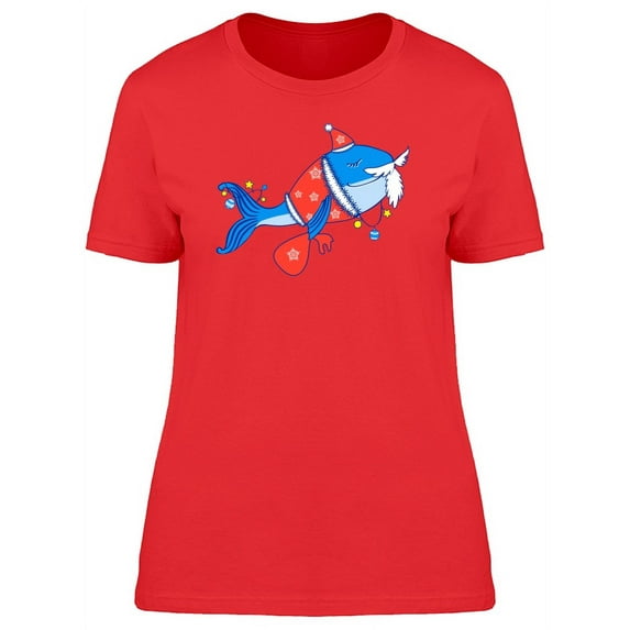 Blue Whale In Santa Costume T-Shirt Women -Image by Shutterstock, Female x-Large