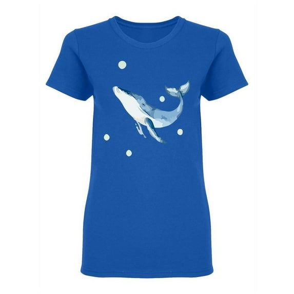 Blue Whale In The Ocean Shaped T-Shirt Women -Image by Shutterstock, Female Medium