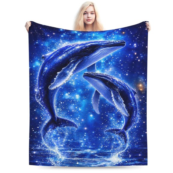 Blue Whale Ocean Galaxy Blanket Gift Throw Blanket Cozy Soft Home Decor Gift for Whale Lovers 50x40