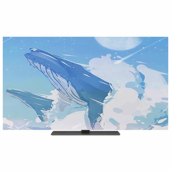 Blue Whale TV Dust Cover,Stretchable TV Screen Desktop Computer Protector Cover,Blue Sky Clouds Natural Landscape Television Dustproof Slipcover Indoor Outdoor for 36–40 Inch Flat or Curved TVs