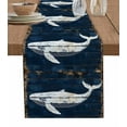 thumbnail image 1 of Blue Whale Table Runner 60 Inches, Coastal Ocean Vintage Wooden Grain Bed Runner Dresser Scarves Tabletop for Indoor Outdoor Parties/Ceremony/Banquet, 13" x 60", 1 of 8