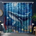 Blue Whale Under the Sea Shower Curtain Dark Theme Bathroom Decor with