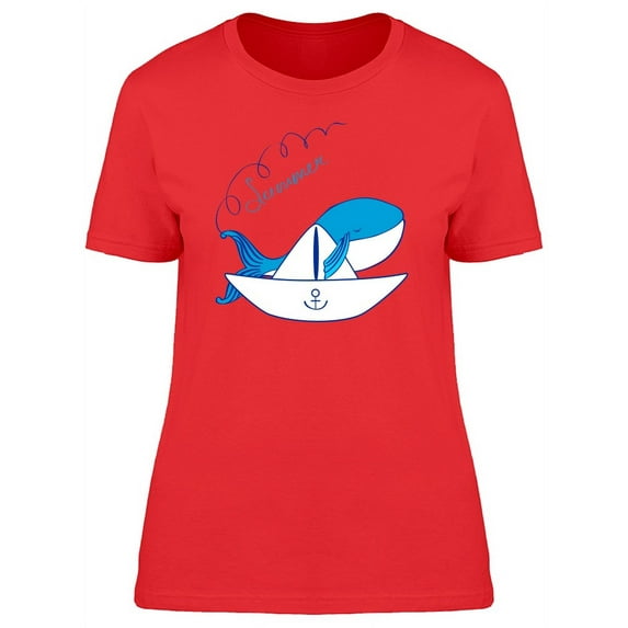Blue Whale With A Paper Boat Tee Women's -Image by Shutterstock