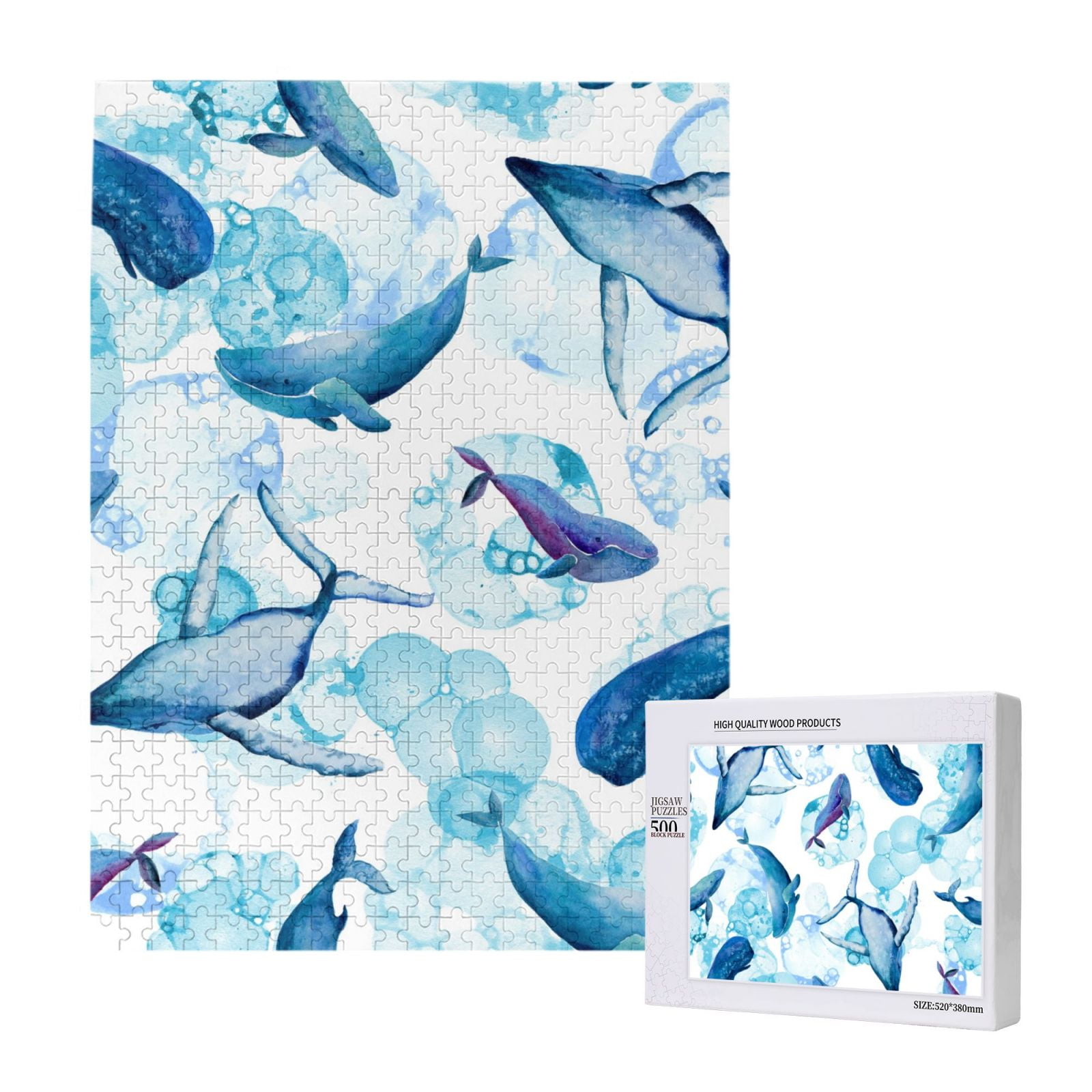 Blue Whales 500 Pieces Of Wooden Fun Puzzle Art As Gifts For Brain ...
