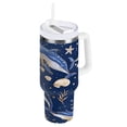 thumbnail image 1 of Blue Whales Star Seaweed Tumbler with Handle and Straw Lid 40 oz Insulated Vacuum Water Bottle Stainless Steel Travel Cup, 1 of 1