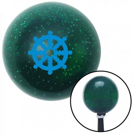 Blue Wheel of Dharma Green Metal Flake Shift Knob with M16 x 1.5 Insert Shifter