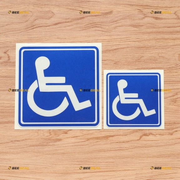 Blue Wheelchair Handicap Symbol Wheelchair Disabled Car Decal Vinyl Sticker - 2 Pack Reflective, 4 Inches, 6 Inches