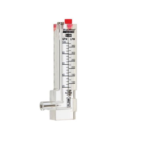 Blue-White BWD30200P 2 in. F300 Flowmeter - Vertical Downflow - 40-150 GPM & 150-550 LPM - Schedule 40 Pipe