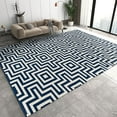 thumbnail image 1 of Blue White Abstract Geometry Area Rug, Modern Style Simple Traditional Indoor Non-Slip Kids Rugs, Machine Washable Breathable Durable Carpet For Front Entrance Floor Decor 4 x 6ft, 1 of 6