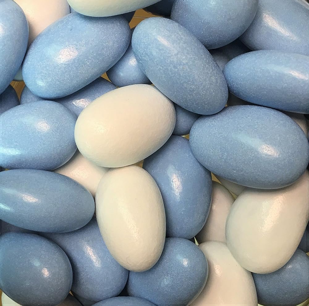 Blue & White Almonds by Its Delish, 1 LBS Bulk Sugared Almond Nut