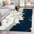 thumbnail image 1 of Blue White Area Rug 4x6 Washable Rug Non Slip Gold Graffiti Painting Art Retro Country Large Area Rug Indoor Floor Carpet for Entryway Bedroom Kitchen Living Room Home Office Dining Room Nursery, 1 of 8