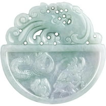 Blue/White Auspicious Dragon and Phoenix Jade Pendant Necklace, Auspicious Year of the Dragon Harmony & Prosperity Charm Pendant, Ideal Lunar New Year Festival Gift