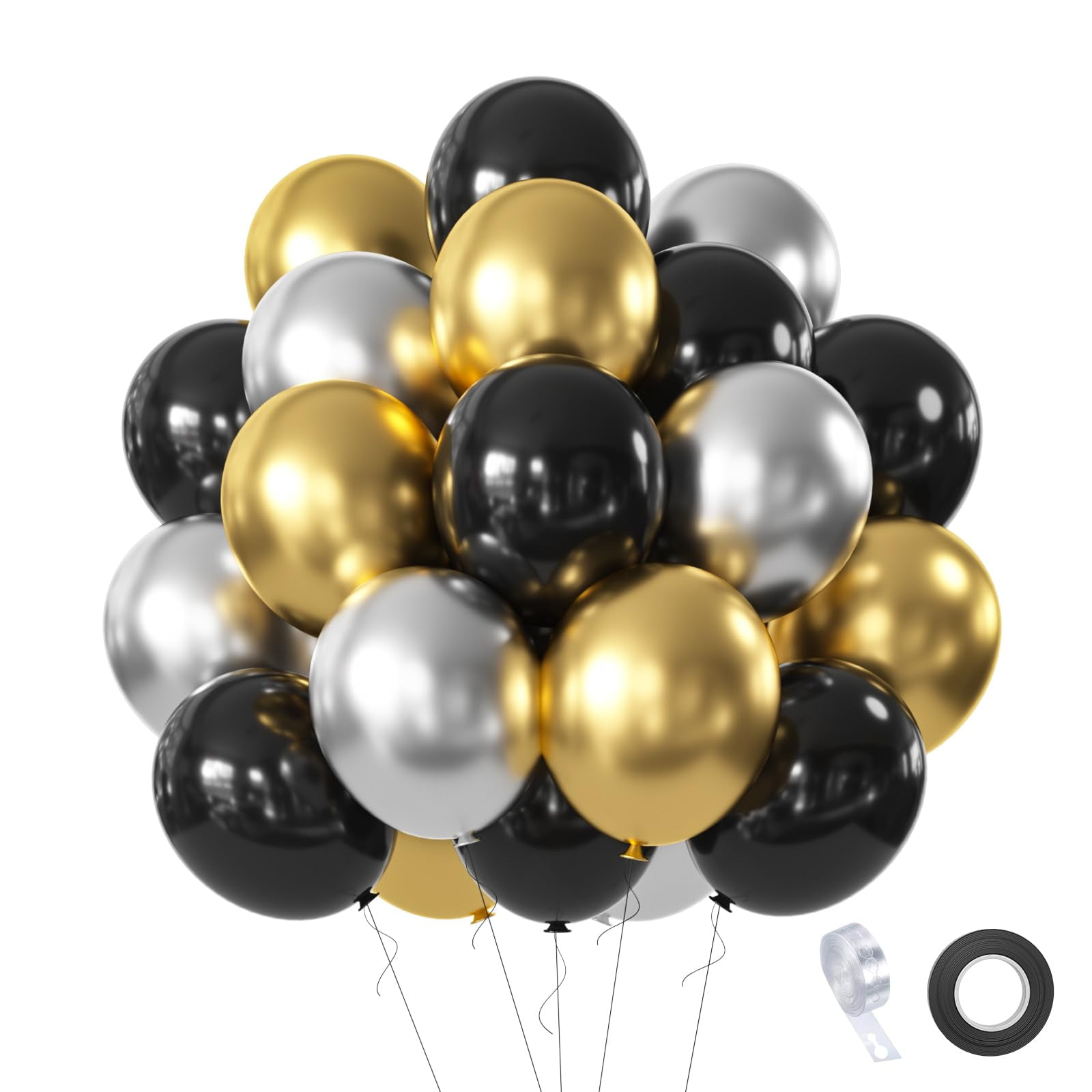 Soochat Graduation Balloon - Congrats Grad Foil Balloon For Party Decor (Black & Gold, 36.8x21.6 Inch)