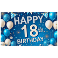thumbnail image 1 of Blue and White Balloon Themed 18th Birthday Backdrop Banner Background Party Supplies Birthday Decoration Photography Props for Party Celebrations Photo Booth Decorations, 1 of 7