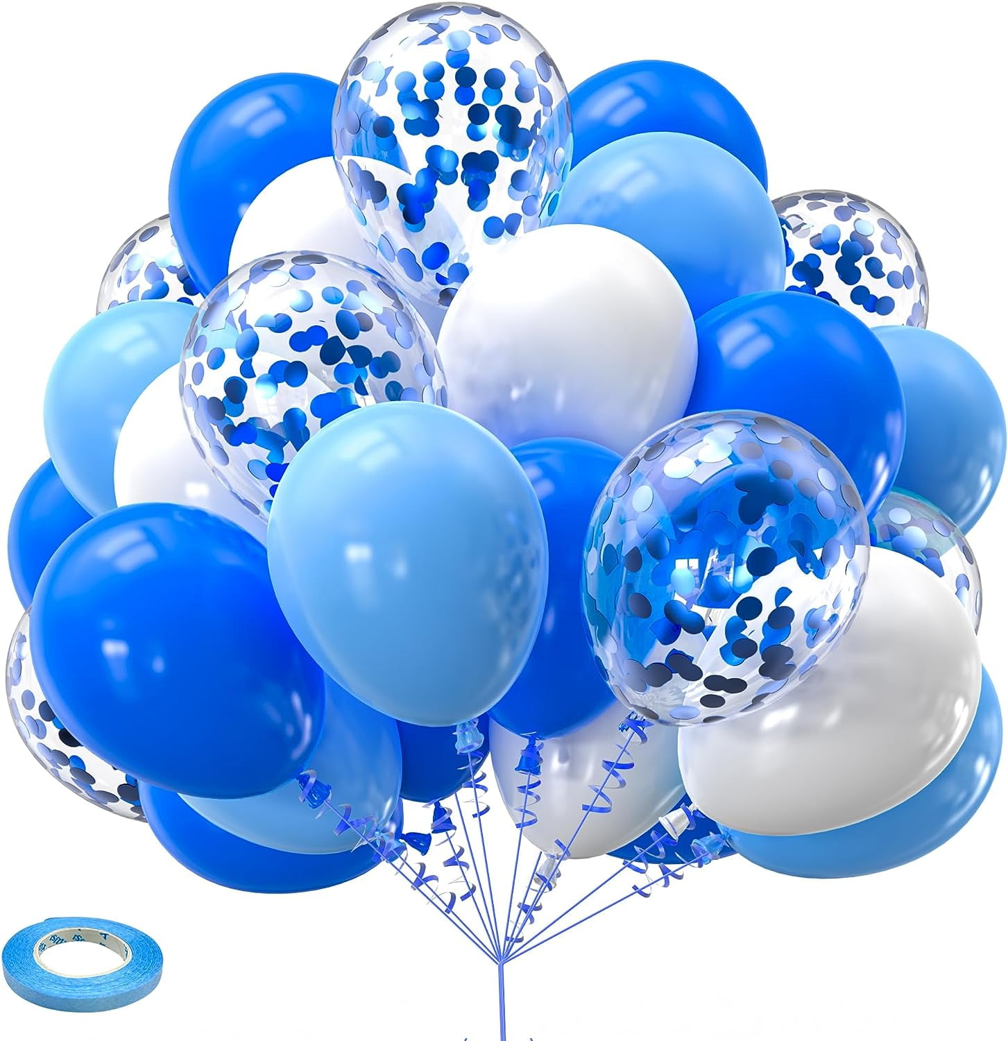 Blue and White Balloons, 12Inch Light Navy Blue Party Balloon with