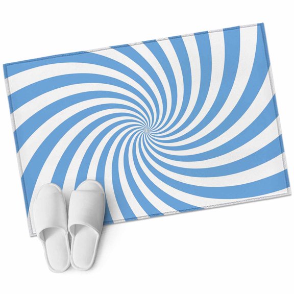 Blue White Bathroom Rug Washable 2x3 Entryway Rug Non Slip Farmhouse Striped Spiral Vortex Abstract Front Door Mat Low Pile Indoor Doormat Throw Floor Carpet for Kitchen Bedroom Entrance