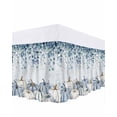thumbnail image 1 of Blue White Bed Skirt King Size 16 Inch Drop, Fall Pumpkin Eucalyptus Leaves Ombre Thanksgiving Wrap Around Dust Ruffle Bedskirts, Wrinkle & Fade Resistant Easy Fit Bedskirt with Adjustable Elastic, 1 of 8