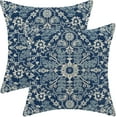 thumbnail image 1 of Blue White Boho Pillow Covers 20x20 Set of 2, Persian Carpet Design Decorative Boho Throw Pillows Linen Farmhouse Bohemian Cushion Pillow Covers for Sofa Couch Outdoor Decor, 1 of 6