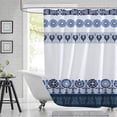 thumbnail image 1 of Blue and White Boho Shower Curtain,Bohemian Chic Tribal Shower Curtains Set for Bathroom with 12 Hooks, Navy Blue Medallion Geometric Bath Curtain 72x72In,Water Resistant Fabric, 1 of 6