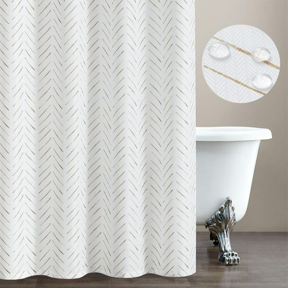Blue and White Boho Shower Curtain Herringbone Zig Zag Fabric Shower Curtains for Bathroom Bohemian Farmhouse Modern Arrow Geometric Shower Curtain Set with Hooks Waterproof 72x72 inches