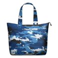 thumbnail image 1 of Blue White Camo Digital Shapes Pattern Travel Tote Bags for Women Carry On,Large Weekender Bags for Women Travel,Multi Functional Duffle Bag for Work,Shopping,Sports, 1 of 5