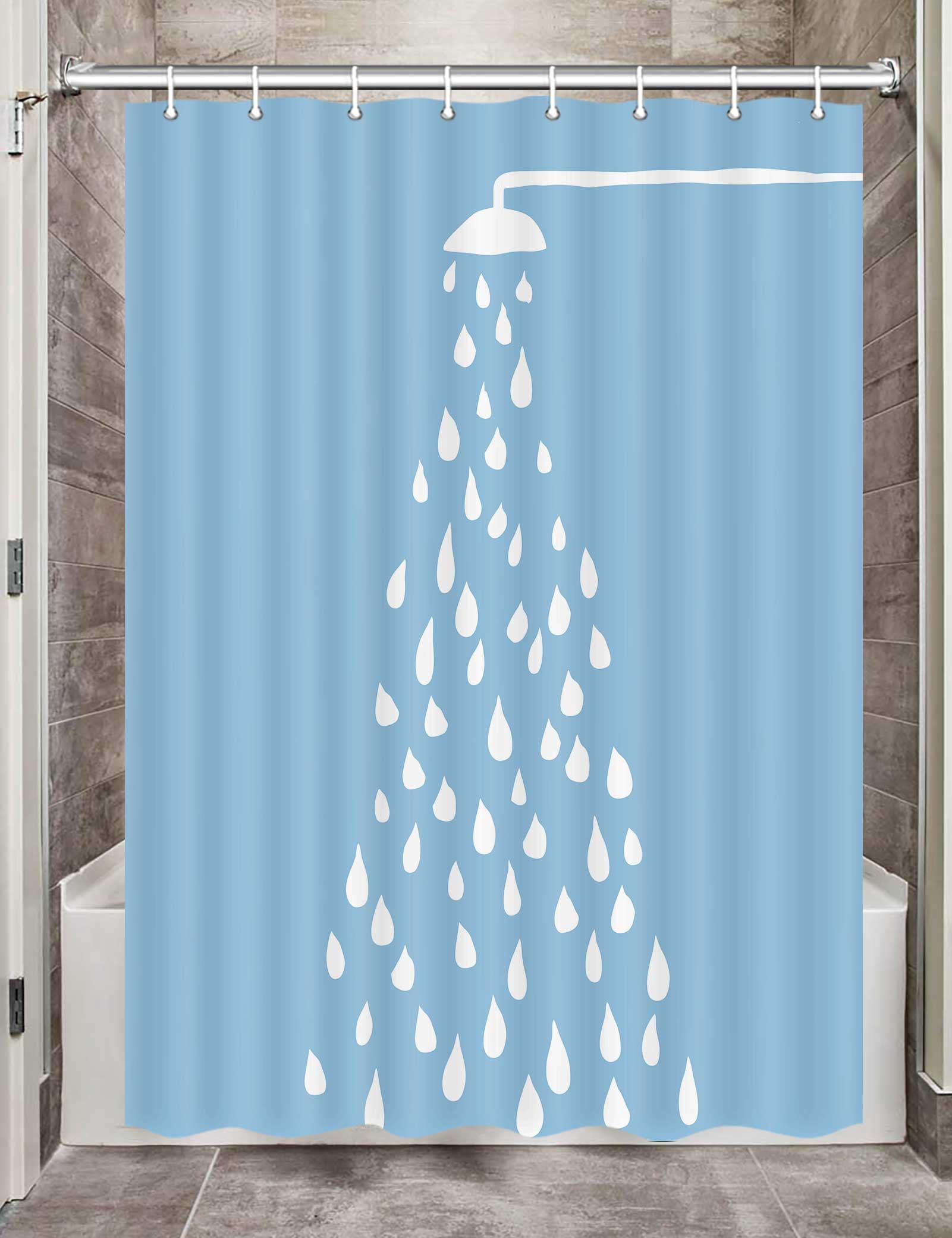 Blue and White Camper RV Shower Curtain for Travel Trailer Bathroom ...