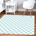 thumbnail image 1 of Blue And White Checkerboard Area Rug For Living Room Bedroom Retro Accent Home Decor Carpet Under Dining Table Washable Soft No-Slip Floor Covers Runner Rug 4 x 6ft, 1 of 6