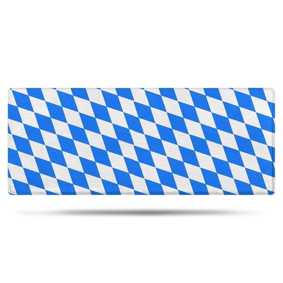 Blue White Checkerboard Checkered Pattern Bathroom Rugs Mat,Non Slip Microfiber Bathroom Rug,Rubber Backing,Soft Bathroom Mats for Bathroom Floor,Tub and Shower,60x24in(150x60cm)