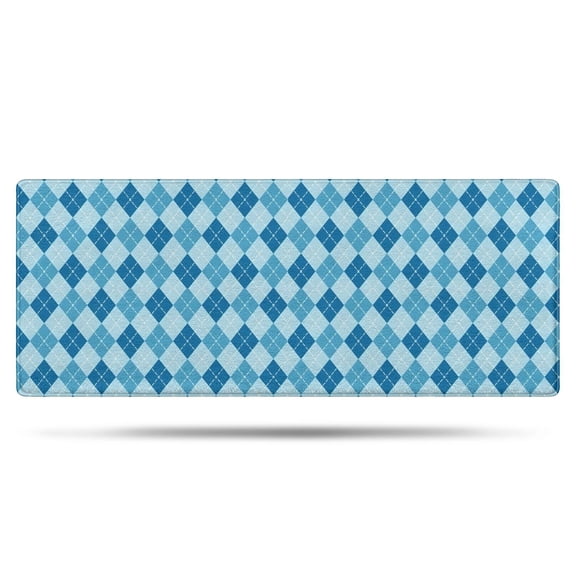 Blue White Checkerboard Checkered Pattern Bathroom Rugs Mat,Non Slip Microfiber Bathroom Rug,Rubber Backing,Soft Bathroom Mats for Bathroom Floor,Tub and Shower,60x24in(150x60cm)