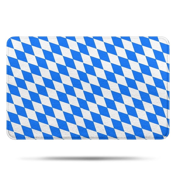 Blue White Checkerboard Checkered Pattern Bathroom Rugs Mat,Non Slip Microfiber Bathroom Rug,Rubber Backing,Soft Bathroom Mats for Bathroom Floor,Tub and Shower,17x27in(43x68cm)