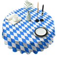 thumbnail image 1 of Blue White Checkerboard Checkered Pattern Round Tablecloth 60"x60",Wrinkle Wipeable Table Cloth for Kitchen Dining Room Picnic Patio Party, 1 of 6