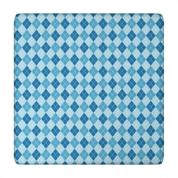 Blue White Checkerboard Checkered Pattern Square Fitted Tablecloth with Elastic Edge,Square Table Cover,Washable Elastic Table Cover for Home Kitchen Party Decor 34"x34"