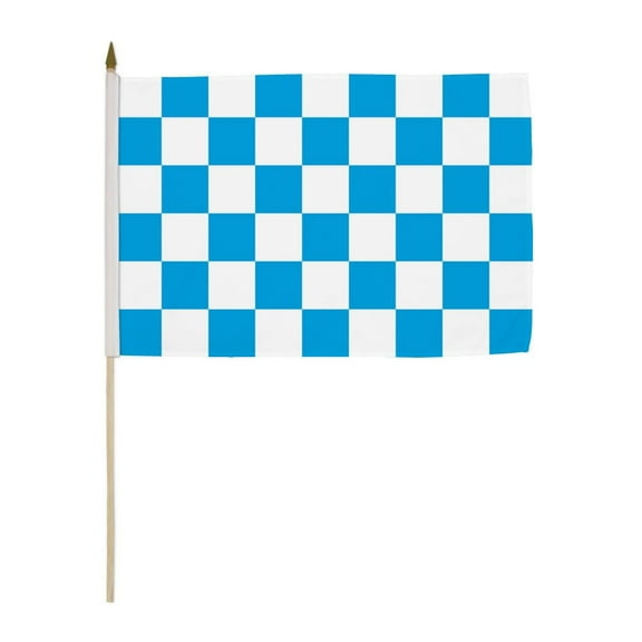 Blue & White Checkered 12x18in Stick Flag