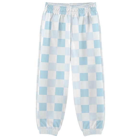 Blue White Checkered Boys Pants Kids Casual Sweatpants Joggers Toddler Sports Pants 3-10 Years