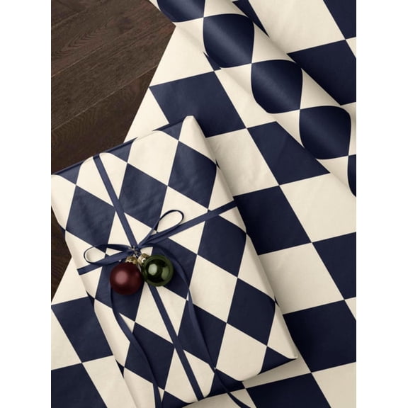 Blue and White Checkered Gift Wrap Christmas Gift Wrap Roll 23x58in Plaid Wrapping Paper Classic Christmas Paper Elegant Xmas Gift Wrap Blue Holiday Gift Wrap