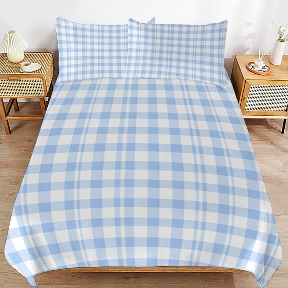 Blue White Checkered Pattern Bedding Set Couple Bedclothes Pillowcase Home Textiles Bed 3pcs Set for Bedroom Customized Decoration Twin