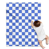 Blue and White Checkered Pattern Blanket,Comfortable Soft Flannel Throw Blanket,All Season,Warm Lightweight Blankets for Sofa Bed Couch Living Room Chair,30"x40"