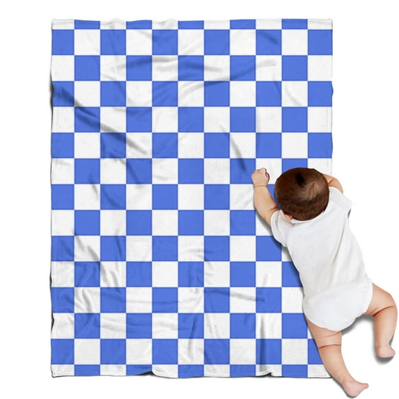 Blue and White Checkered Pattern Blanket,Comfortable Soft Flannel Throw Blanket,All Season,Warm Lightweight Blankets for Sofa Bed Couch Living Room Chair,30"x40"