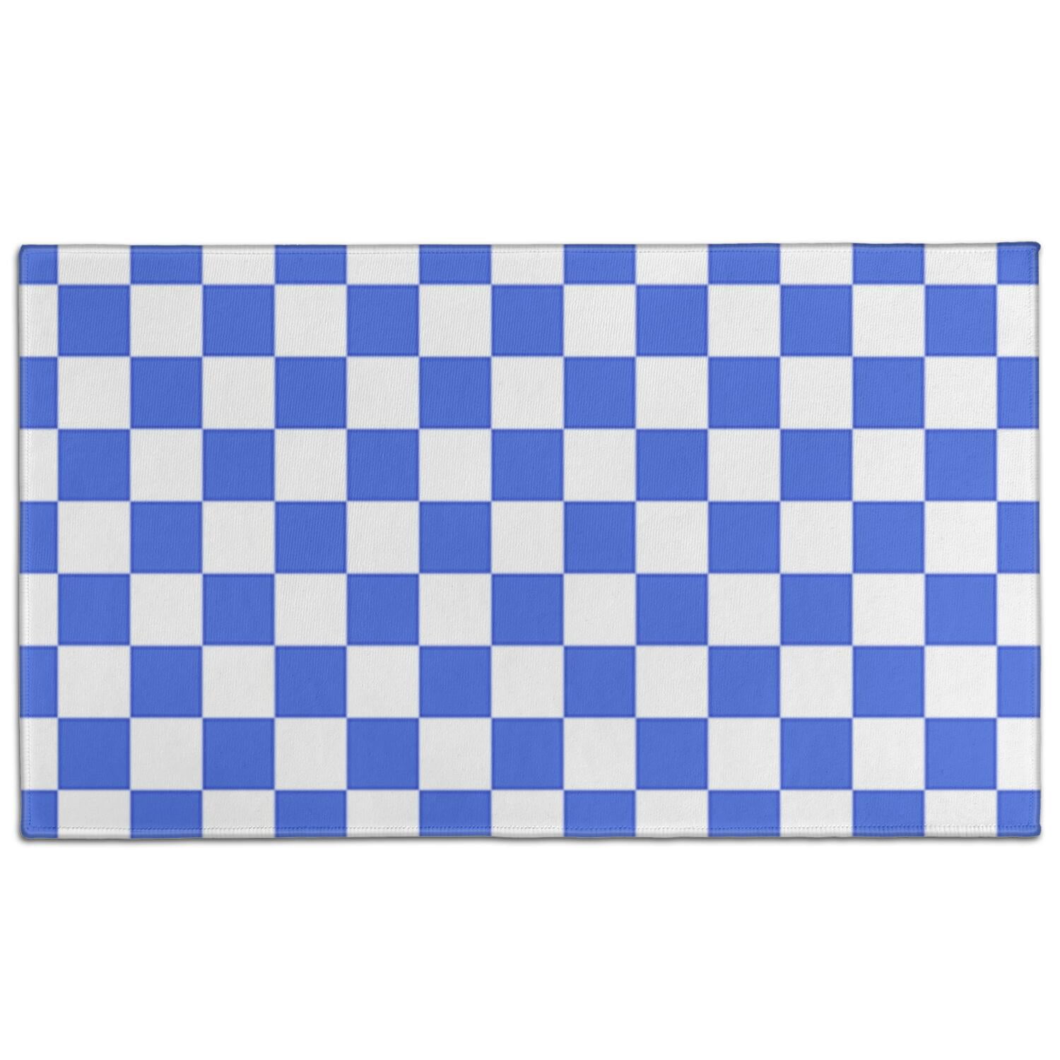Blue Door Rug Blue and White Checkered Pattern Door Rugs,Washable Non Slip Door Mats ...